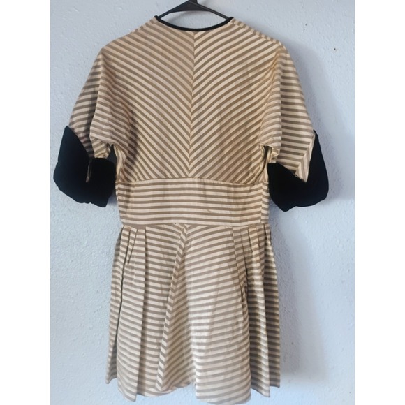 Vintage 1940/1950s Wrap Stripped Velvet Dress Super Rare - Picture 7 of 9